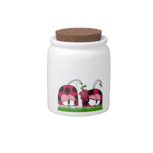 Adorable Ladybug Wooing His New Love Cartoon Candy Jar