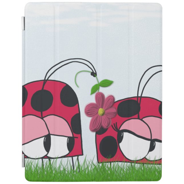 Adorable Ladybug Wooing His New Love Cartoon iPad Smart Cover (Front)