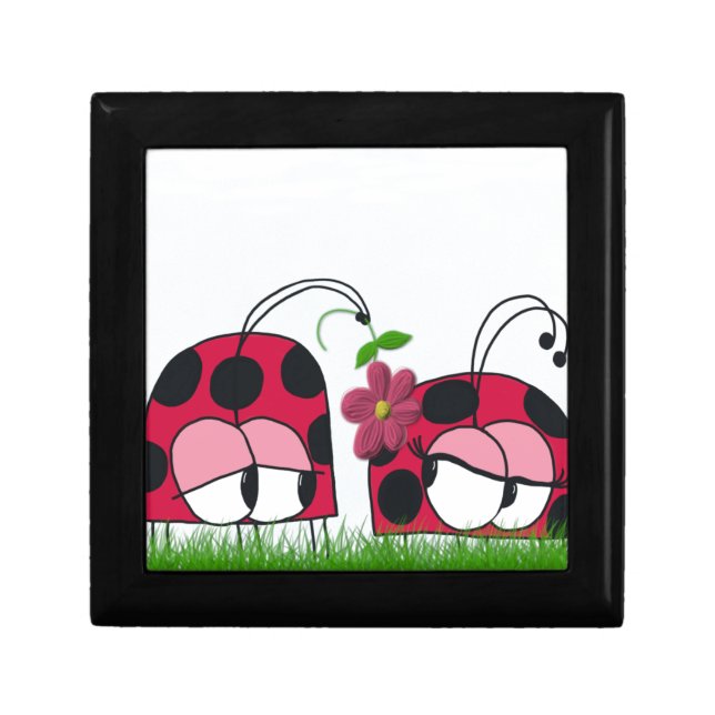 Adorable Ladybug Wooing His New Love Cartoon Jewelry Box (Front)
