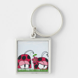 Adorable Ladybug Wooing His New Love Cartoon Keychain