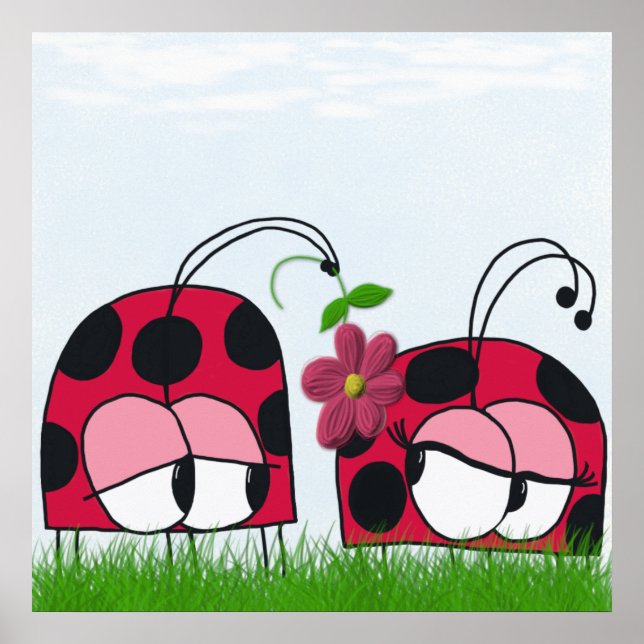 Adorable Ladybug Wooing His New Love Cartoon Poster (Front)