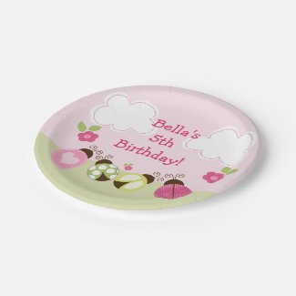 Adorable Ladybugs and Flowers Paper Plate 7 Inch Paper Plate