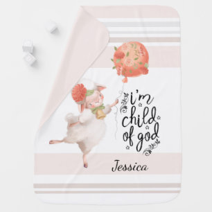 Adorable lamb I`m child of God pastel nursery  Baby Blanket