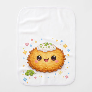 Adorable Latke Hannukah Illustration Baby Burp Cloth