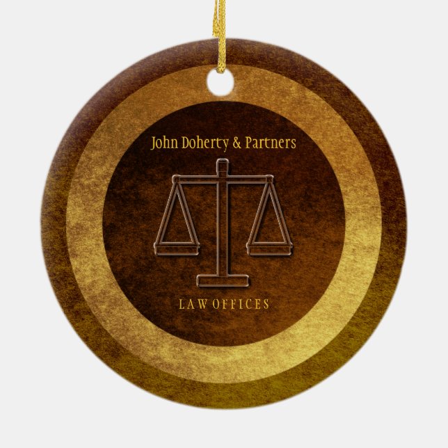 Adorable Lawyer Gift | Scales of Justice Ceramic Ornament (Back)