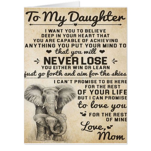 Adorable Letter To Daughter  Lovely Gift Card