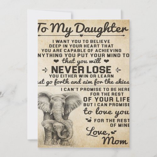 Adorable Letter To Daughter  Lovely Gift Holiday Card