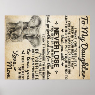 Adorable Letter To Daughter Lovely Gift Poster