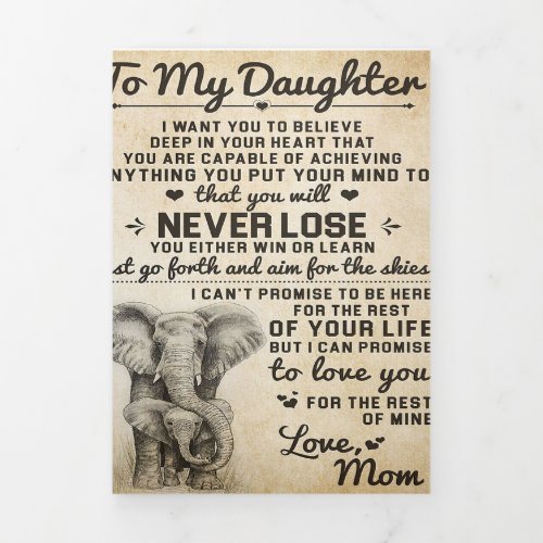 Adorable Letter To Daughter  Lovely Gift Tri_Fold Announcement