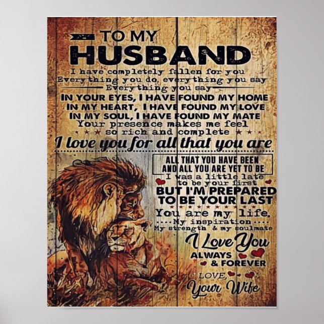 Adorable Letter To Husband | Lovely Gift To My Man Poster (Front)
