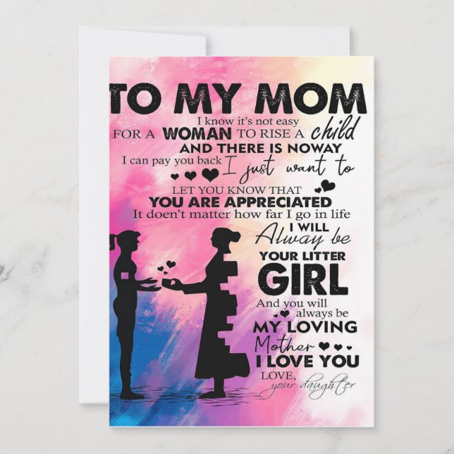 Adorable Letter To Mom | Lovely Gift To My Mom Holiday Card (Front)