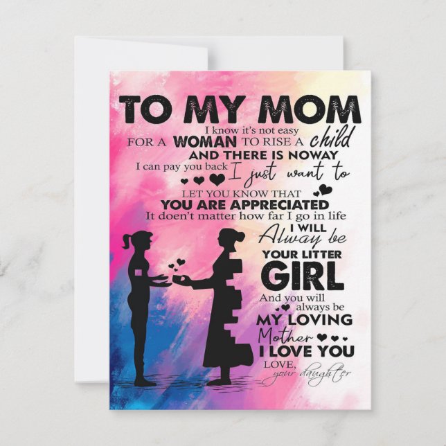 Adorable Letter To Mom | Lovely Gift To My Mom Invitation (Front)