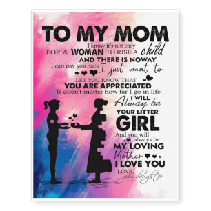 Adorable Letter To Mom Lovely Gift To My Mom Temporary Tattoos