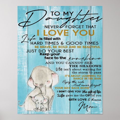 Adorable Letter To My Daughter Lovely Gift Poster