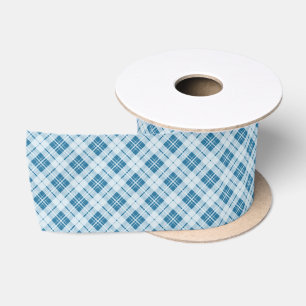 Adorable light blue Christmas tartan Satin Ribbon