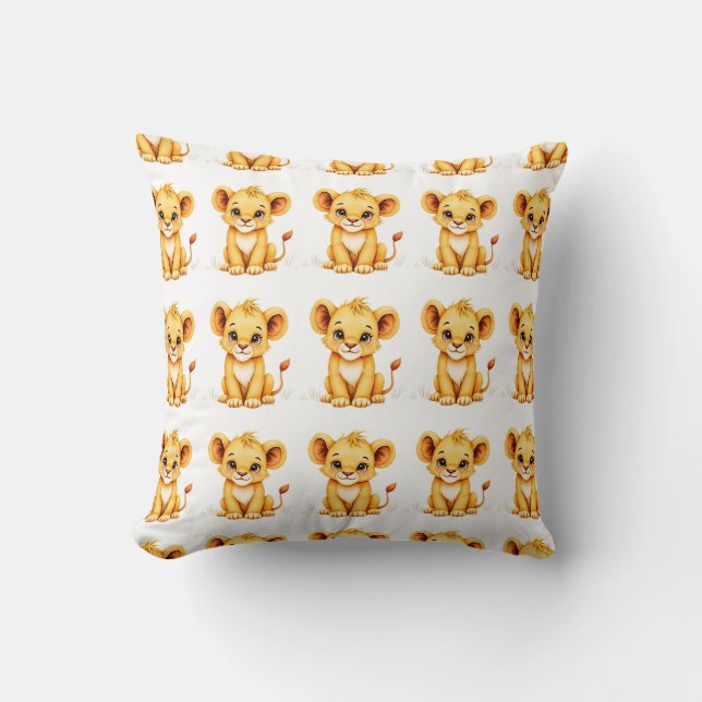 Adorable Lion Cub Throw Pillow (Front)