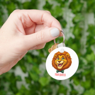 Adorable Lion Mascot with Bowtie Kids Keychain