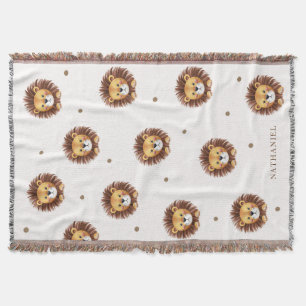 Adorable lion pattern nursery   throw blanket