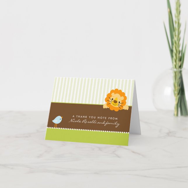 Adorable Lion Photo (inside) Thank You Card: lime (Front)