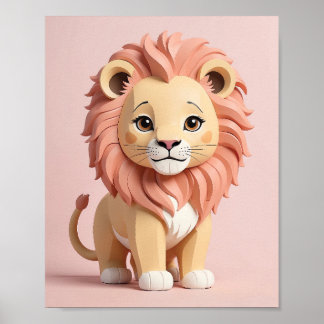 Adorable Lion - Safari Animal Nursery Wall Art for