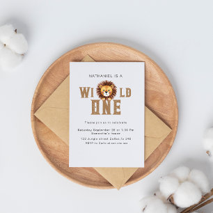 Adorable Lion wild one birthday Invitation