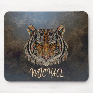 Adorable Lips, Tiger Head, Leather -Personalized Mouse Pad