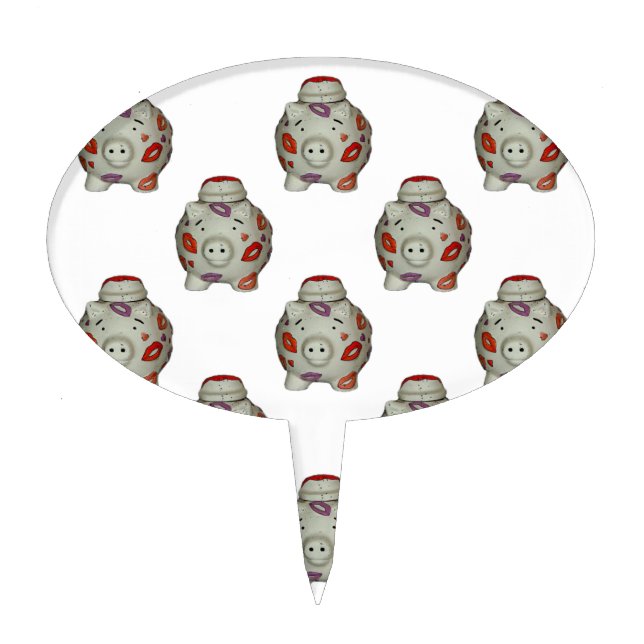 Adorable Lipstick Pig Cake Topper (Front)