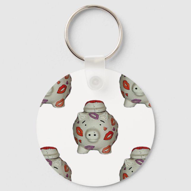 Adorable Lipstick Pig Keychain (Front)