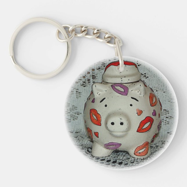 Adorable Lipstick Pig Keychain (Front)