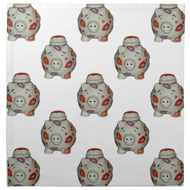 Adorable Lipstick Pig Napkin (Front)