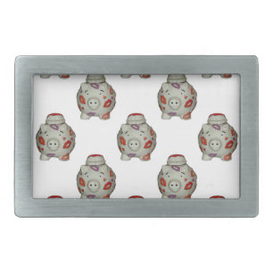 Adorable Lipstick Pig Rectangular Belt Buckle