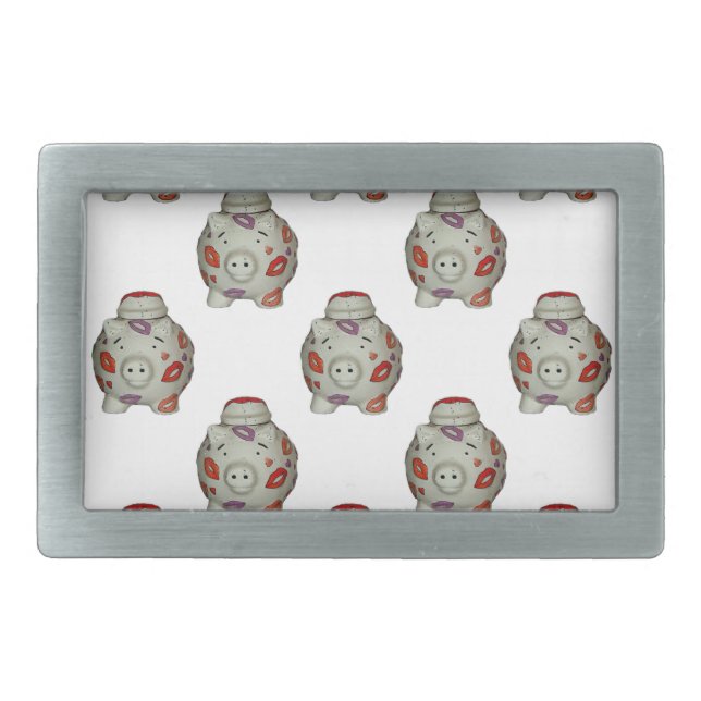 Adorable Lipstick Pig Rectangular Belt Buckle (Front)