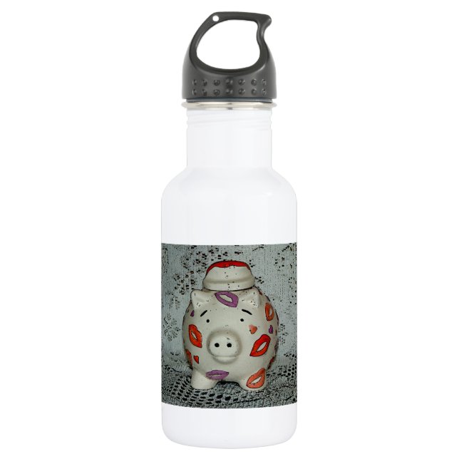 Adorable Lipstick Pig Water Bottle (Front)