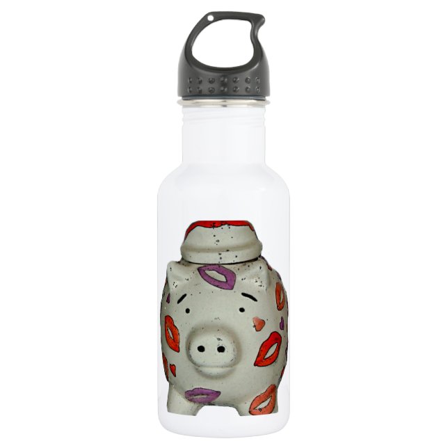 Adorable Lipstick Pig Water Bottle (Front)