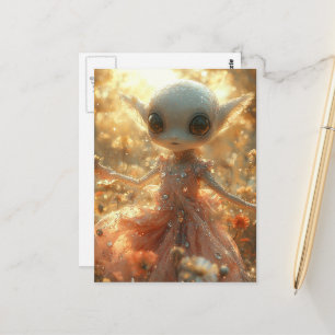 Adorable Little Alien in a Dress Postcard