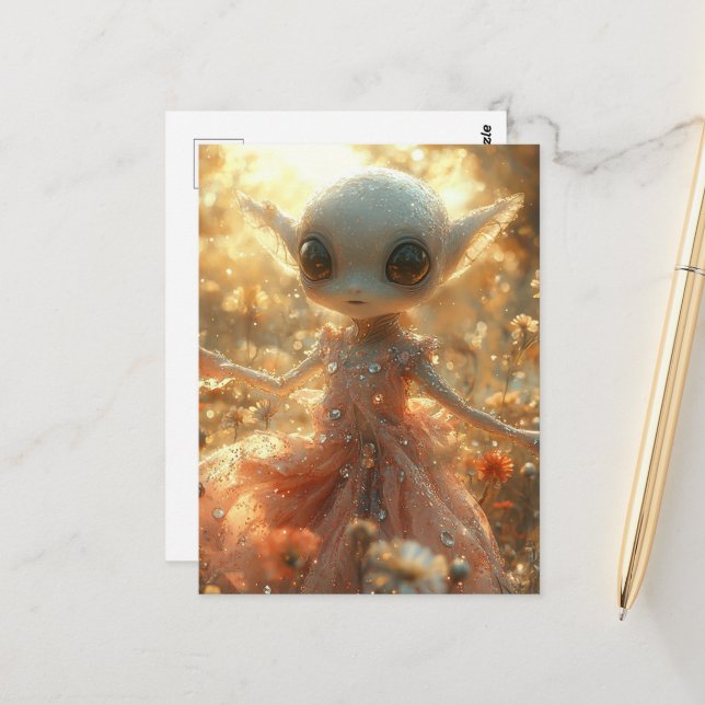 Adorable Little Alien Postcard (Front/Back In Situ)