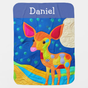 Adorable Little Baby Deer - Quilt-Like Design Blanket