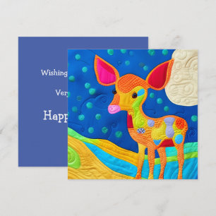 Adorable Little Baby Deer - Quilt-Like Design Card