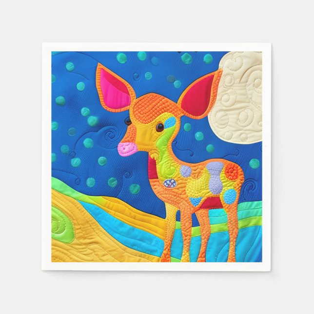 Adorable Little Baby Deer - Quilt-Like Design Napkins (Front)
