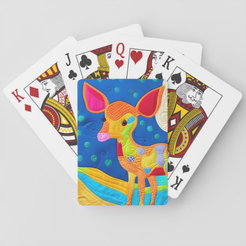 Adorable Little Baby Deer _ Quilt_Like Design Playing Cards