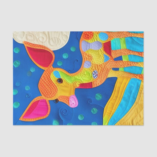 Adorable Little Baby Deer - Quilt-Like Design Tissue Paper (Front)
