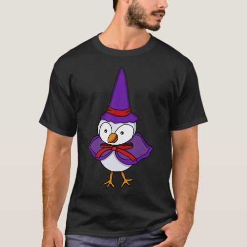 Adorable little bird wearing a wizard costume T_Shirt