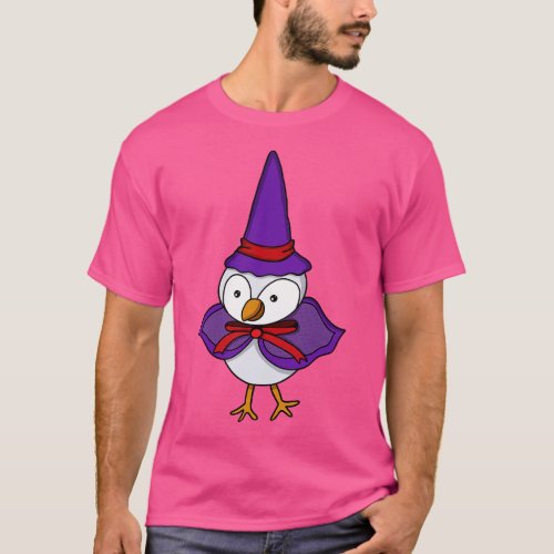 Adorable little bird wearing a wizard costume T_Shirt