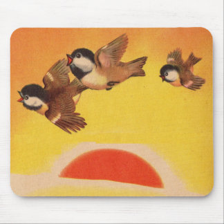 adorable little birds greet the morning mouse pad