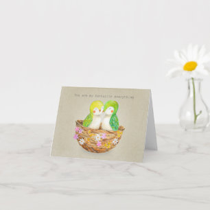 Adorable Little Birds Snuggling Nest Anniversary Card