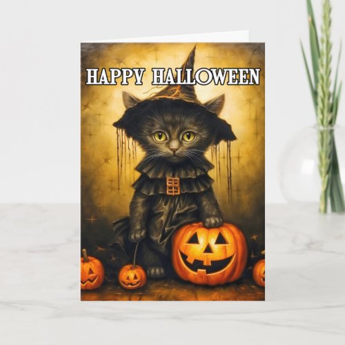 Adorable Little Black Kitty Cat Card