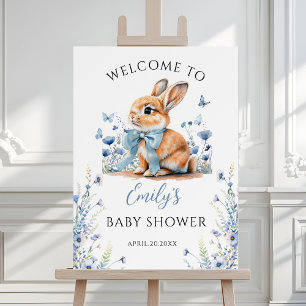 Adorable Little Bunny Boy Baby Shower Welcome Sign