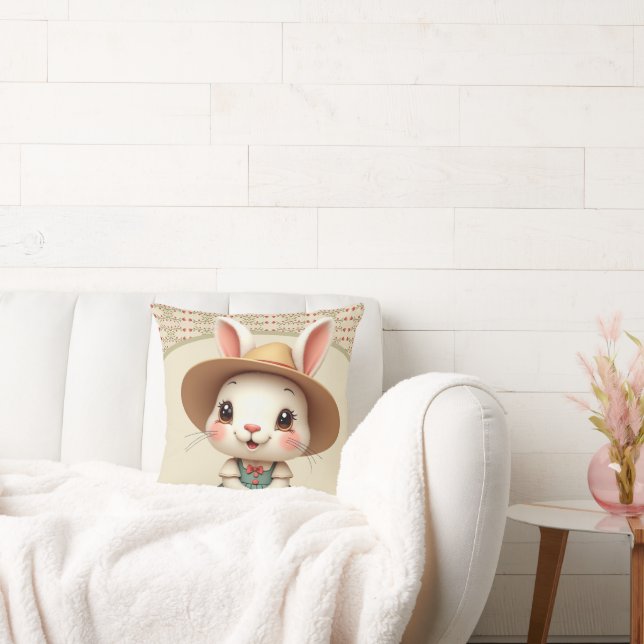 Adorable Little Bunny Rabbit Throw Pillow (Couch)