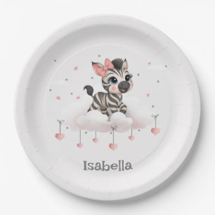 Adorable little cartoon zebra paper plates