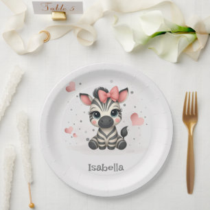 Adorable little cartoon zebra paper plates